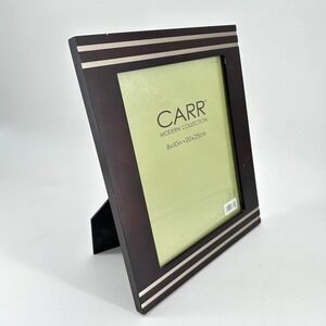 Carr Modern Collection 8x10 Picture Frame Espresso Wood Silver Inlay Striped